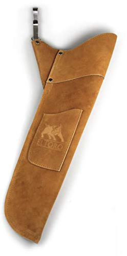 elToro Seitenköcher Sidepack II – Wildleder Pfeilköcher mit Zubehörtasche, handgearbeitet, 49x12 cm, 270 g – traditioneller Seitenköcher für Recurvebogen, Langbogen & Bogenschießen