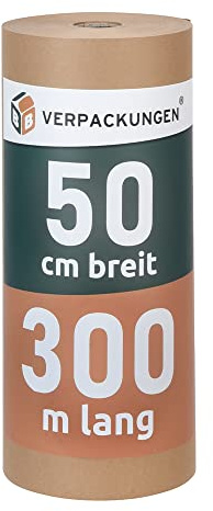 BB-Verpackungen 1 x Natronmischpapier 0,5 x 300 m (Packpapier braun reißfest, Kraftpapier, Verpackungsmaterial) - Sets zwischen 1 und 10 Rollen