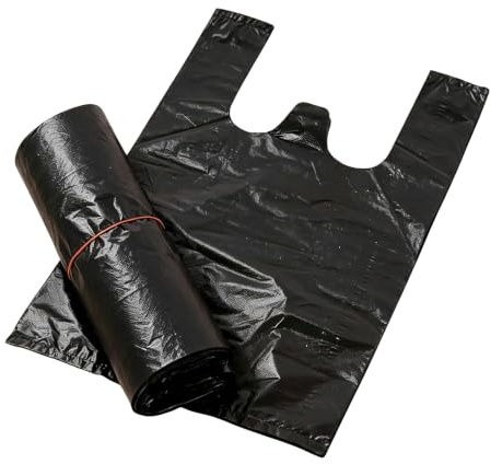 100 Stücke 20x30CM Schwarz Verdickter Kunststoff Weste Taschen Weste Stil Träger Taschen Einkaufen Mitnehmerbeutel Waren Einkaufstüten für Supermarkt Lieferung Lagerung