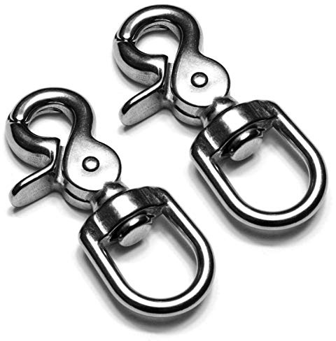 Ganzoo Scherenkarabiner-Haken aus legiertem Stahl, Wirbelkarabiner mit Drehgelenk, 68 mm, 16 mm Öse, 2 Stück, Schnappkarabiner für Hunde-Leine und Hundehalsband, Triggerhead für Paracord 550, Silber