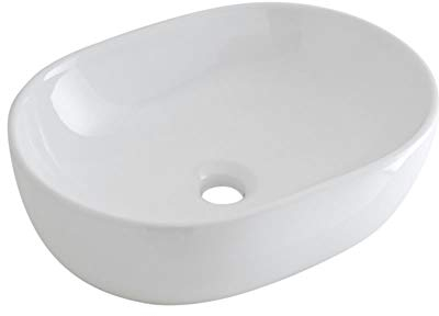 Milano Overton Modern White Ceramic Oval Countertop Bathroom Basin Sink - 480mm x 350mm