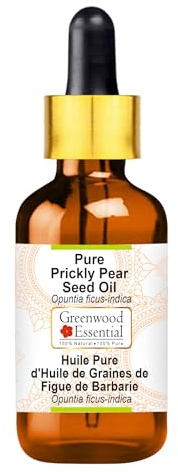 Greenwood Essential Puro Olio di Fico d’India (Opuntia ficus-indica) con contagocce in vetro Grado Terapeutico Naturale 50ml (1.69 oz)