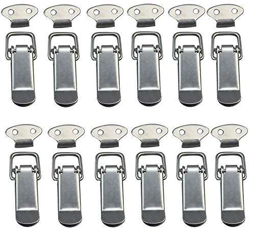 Fermeture à Levier, Loquet à Ressort, 12 PCS Loquet à Bascule Fermoir à Ressort avec Crochet Fermeture à Ressort en Acier Inoxydable pour Coffret, Boîte, Tiroir, Armoire, Trousse médical