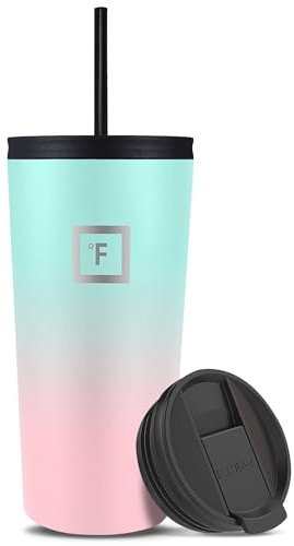 IRON °FLASK Classic Tumbler 2.0-590 ml, 2 Lids (Straw/Flip), Vacuum Insulated Stainless Steel Bottle, Double Walled, Thermo Travel Mug, Water Metal Canteen (Bubble Gum)
