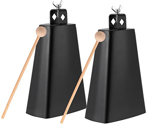 MANCHAP Kuhglocke aus Metall, 2 Stück, 20,3 cm, Schwarz, Percussion-Instrumente, Cowbells