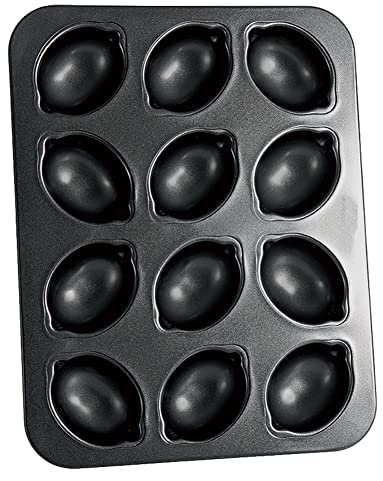 CANDeal - Molde antiadherente para tartas y magdalenas con forma de limón de 12 cavidades para horno, utensilios para hornear de liberación rápida para pudín, postre, mousse