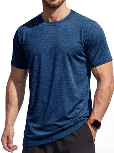 MAGCOMSEN Running Workout for Mens T Shirts Short Sleeve T-Shirt Breathable Quick Dry Moisture Wicking Gym Training Shirts Dark Blue, 3XL