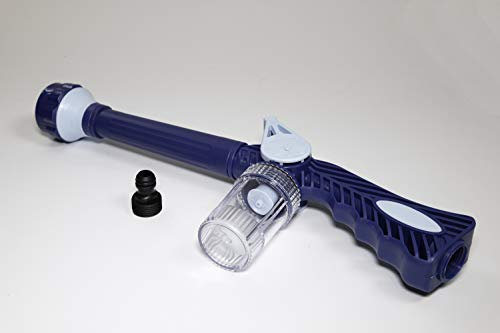 Jet Water Cannon Spray Gun Multi-Function 8 in 1 Turbo Inbuilt Soap and Fertilizer Dispenser Perfect for Cleaning Vehicles, Homes, Gardens or Pets. Color: Blue