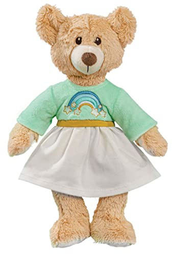 Heless 65 - Kuscheltier Teddy Rainbow inkl. Kleid mit Regenbogen-Stickerei, ca. 32 cm großer Teddybär zum An- und Ausziehen, Liebhaben und als Spielgefährte
