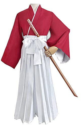 Anime Rurouni Kenshin Cosplay Tenues Himura Kenshin Rouge Kimono Kendo Uniforme Halloween Cosplay Costume Anime Costume, Himura Kenshin, XXL