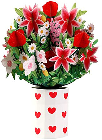 Yearninglife Ramo de flores 3D desplegable, desplegable, permanente, con sobre, para mujeres, niñas, esposa y mamá (28)