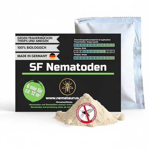 SF-Nematoden 6 Mio für max. 12m² gegen Trauermücken, Thrips, Weiße Fliege mit Fadenwürmern, effektive Schädlingsbekämpfung (SK Nematoden, 6, Mio)