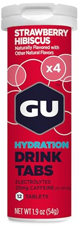 GU Energy Hydration Drink Tabs - Electrolyte Tablets for Fitness & Endurance Sports, Rehydration Beverage, Assorted Flavors, Strawberry Hibiscus, 48 Servings