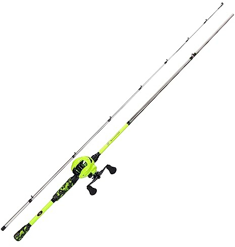 Sougayilang Kit de cannes à pêche et moulinets en graphite IM7 - 2 pièces, guides en acier inoxydable, frein magnétique 7.2:1, moulinets Baitcaster pour eau salée et douce