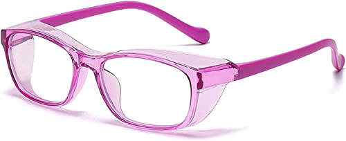 Otcmuky Kids Anti Saliva Anti Pollen Safety Glasses,UV Protection Boys Girls Silicone Light Goggles Protective with Side Shield for Age 4-10 Children (Color : Clear)