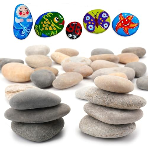 15 Piezas Rocas Lisas Rocas Naturales, Piedras Creativas Pintadas a Mano, Rocas Lisas Pintura, Piedras para Pintar de Roca, Guijarros de Playa, para Pintura y Artesanías Decoración, DIY