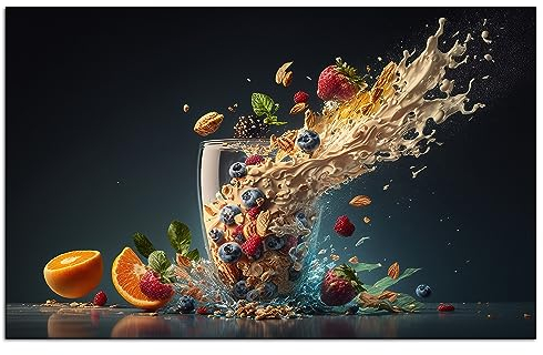DECLINA, Modernes Dibond Bild, Druck auf Aluminium, Alurahmen, Alubild, Art Deco Smoothie matt, 100 x 60 cm
