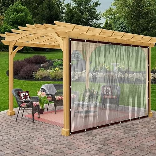 Telone con occhielli, trasparente con occhielli, telo di copertura in PVC, impermeabile, protezione dal vento, protezione solare per balcone, giardino, serra (3 m x 4 m)