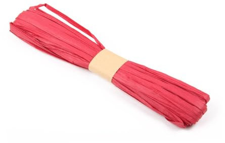 Wambere 20m Raffiabast,Naturbast Bast Raffia Bastband Natur Raffiabast Natur Florbast Raffiabast zum Basteln Für Geschenkbox Festival Geschenk Dekoration Verpackung,Rot