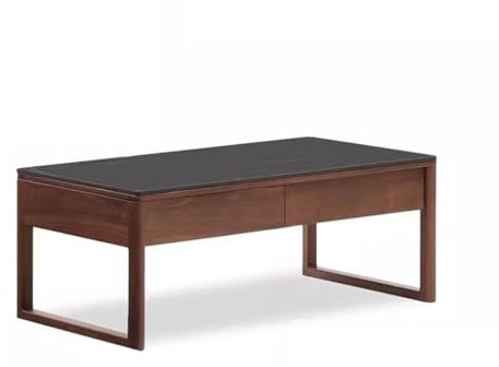 ULTRAWAVE Tables de Salon Table Basse en Bois Massif, Moderne et Simple, en Ardoise, avec Rangement en Noyer Noir Chinois Table de Canapé