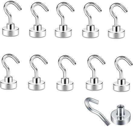 Gancio Magnetico, 10Pezzi Potente Neodimio Magnete Gancio gancio da Crociera Resistente per Soffitto Neodimio Ganci Magnetici Cucina Ruotabile Ganci Magnetici Forti per Frigorifero da Cucina