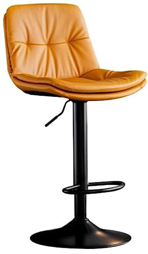 DRMEE Barhocker Höhenverstellbar Moderne Barhocker, 2er-Set, Höhenverstellbare Barhocker Mit Gepolsterter Rückenlehne Aus PU-Leder, Drehbare Metall-Barstühle Bar Hocker (Color : Orange)