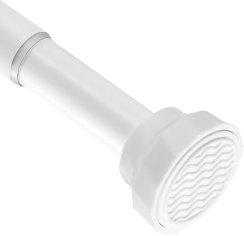 Duschvorhangstange Weiß, Ø25mm Gardinenstange ohne Bohren 73-132cm Teleskopstange für Schrank, Badezimmer, Balkon, Duschvorhang