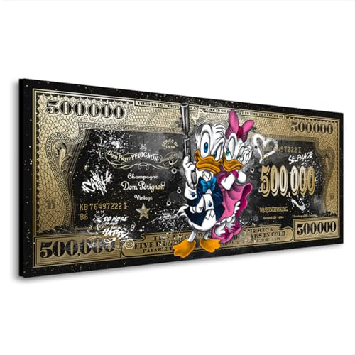 Kunstgestalten24 Dagobert Scrooge Dollar Bild Pop Art Style Leinwandbild | Kunstdruck | Wanddeko | Street Art | Gemälde | Comic Bilder | Wandbild Leinwand Modern