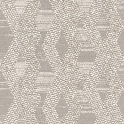 Rasch African Queen 751932 Papier peint intissé avec motif textile géométrique en gris, beige de la collection African Queen, 10,05 m x 0,53 m (L x l)