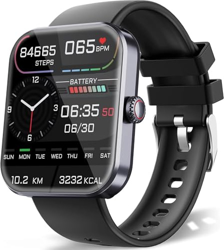 1.8 Alexa integrato 1.8 orologio da polso da uomo e donna con cardiofrequenzimetro SpO2 Monitor del sonno, 100 modalità sportive, impermeabile IP68 per Android