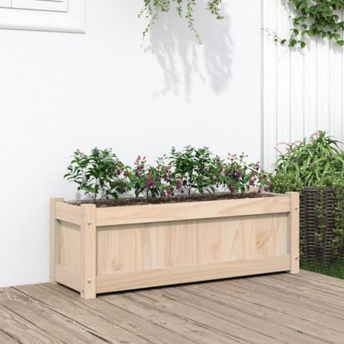 Homgoday Fioriera da Giardino 90x31x31 cm in Legno Massello di Pino, Fioriera Grigliato per Giardino, Fioriera da Esterno,Fioriera Balcone