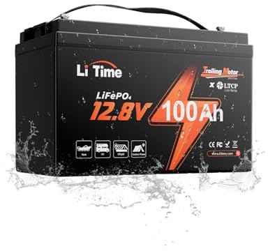 LiTime Batterie Lithium 12V 100Ah pour Moteur Electrique Bateau et Pêche | 100A BMS, Max. 15000 Cycles, Énergie 1280Wh, IP65, Protection Anti-froid, Max 4P4S, pour Bateaux, Marine, Yacht, Nautique