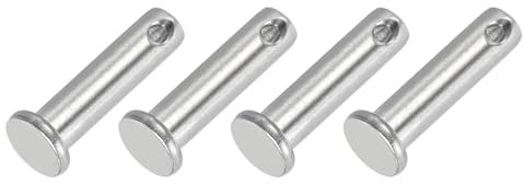 PATIKIL 8 x 30 Mm Single Hole Clevis Pins, 4 Pcs 304 Stainless Steel Flat Head Pin for Hitch Pin Lock Link Hinge Systems, Silver