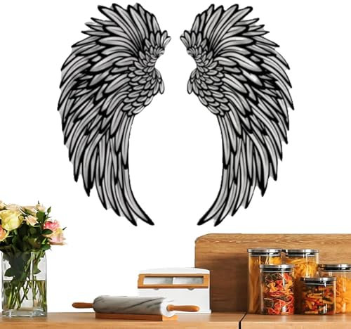 Engelsflügel für Wand | Moderne Wandskulptur aus Metall mit ausgehöhlten Engelsflügeln | Stilvolle Wanddekoration für Innen und Außen Zuhause Wohnzimmer Schlafzimmer Büro Garten