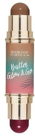 Physicians Formula Butter Glow & Go, Stick Trucco Multiuso a Doppia Estremità per Guance, Occhi e Labbra, Tonalità Complementari per Abbronzatura, Contorno e Fard, Beach Bum Plum