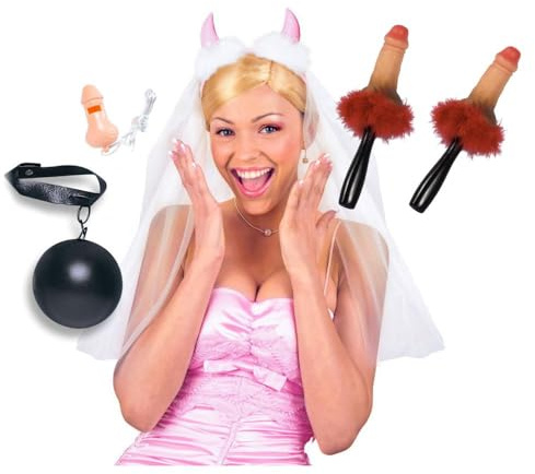 Weißer Brautschleier mit Ball am Fuße des Gefängnisses + Pfeife und Maracas Erbse für die heiße Party Junggesellenabschied sexy Gadget Party für Erwachsene 18+