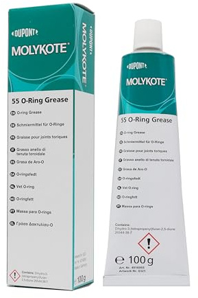 Molykote 55 O-Ring Grease 100g Lubricant Sealing for Rubber O-Ring Seal Valve Metal Pneumatic System Aircraft Automotive Heat Stable Oxidation Resistant Off White General Industrial Application