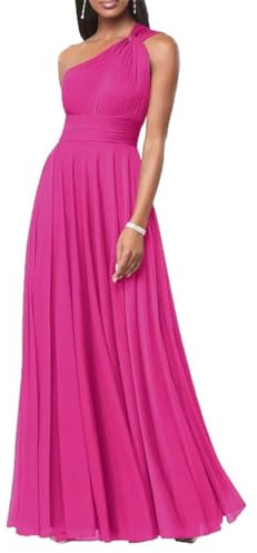 Vestidos de dama de honor de gasa para mujer, sin tirantes, formal, vestidos de fiesta de noche, vestidos de cóctel, talla grande, fucsia, 40