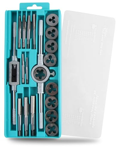 KEWAYO Juego de 20 machos de roscar M3-M12 – Juego de machos y cortadores de acero de aleación de precisión, incluye machos manuales ajustables para rosca métrica interna y exterior