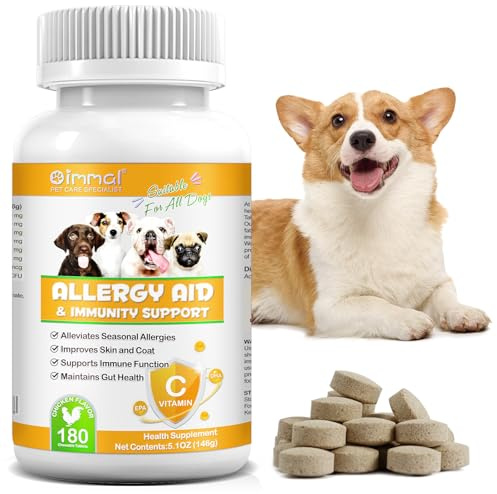 Allergia compresse per cani, 180 pz Alergia Ayuda para Perros, contro allergie e prurito e rafforzare il sistema immunitario, allevia le allergie stagionali