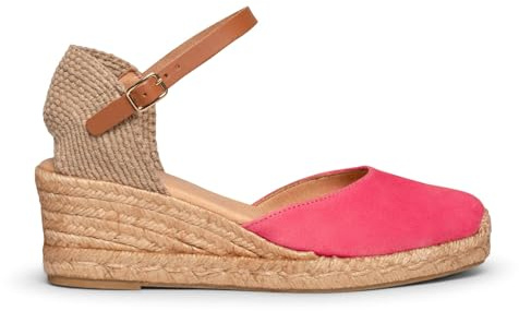 Espadrilles à Talon compensé en Cuir Altea, Corail EU 38