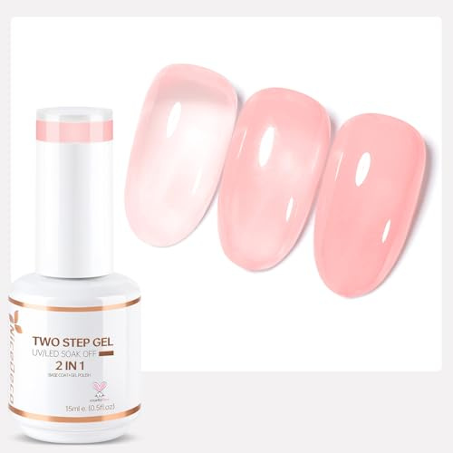 Nicedeco Gel 2 in 1 Unghie Base Coat Semipermanente Colorata Jelly Nail Polish UV Base 2 in 1 Smalto Gel Jelly Smalto per Unghie - 003