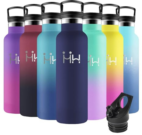 Motswedi Gourde Isotherme, 750ml Anti-Fuite, Gourde Paille, Poignée de Transport, Bouteille Isotherme, Anti-Fuite, Gourde Inox, Gourde avec Paille pour Sport, Gym, Voyage, École, Camping, Bleu Foncé
