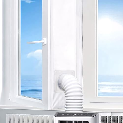 Klimaanlage Fensterabdichtung, Fensterabdichtung für Mobile Klimageräte, Wäschetrockner, Ablufttrockne, Hot Air Stop Geeignet für Fenster, Dachfenster, Flügelfenster, Kein Bohren, Weiß (3M)