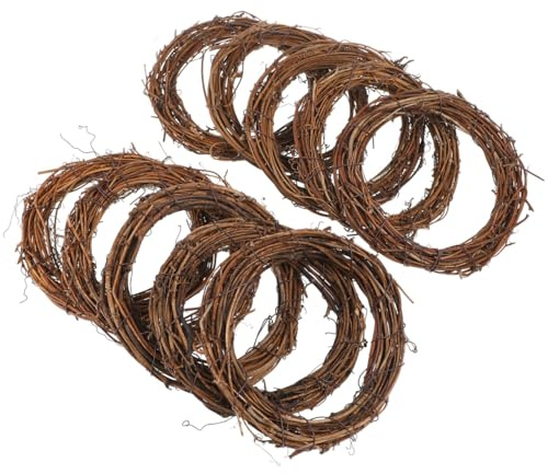 Gatuida Christmas Wreath Ring: 10pcs Rattan Wreath Base for Crafting Natural Dried Vine Craft Wicker Ornaments for DIY Home Decor Christmas Door Window Decoration
