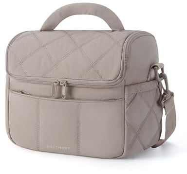 bagsmart Insulated Lunch Bags for Women, 6.7L Portable Lunch Box with Shoulder Strap Reusable Cooler Bag, Puffy Thermal Lunch Tote for Work/School/Picnic/Travel