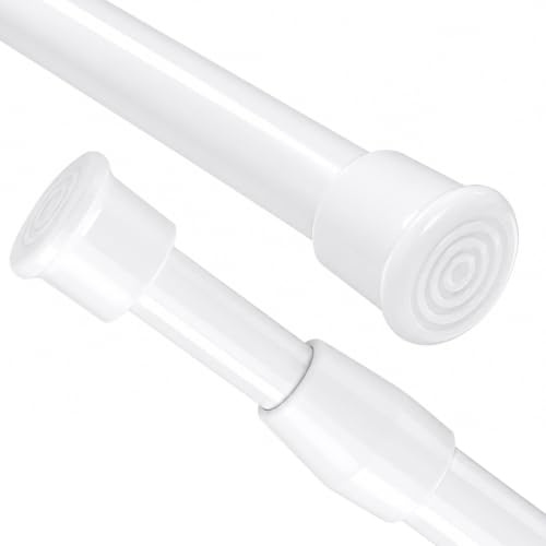 Trimming Shop 2 barras de cortina extensibles blancas de 83 cm a 150 cm, varillas telescópicas sin taladrar para cortinas de red, rieles de ducha, organizadores de armario, caravanas y ventanas