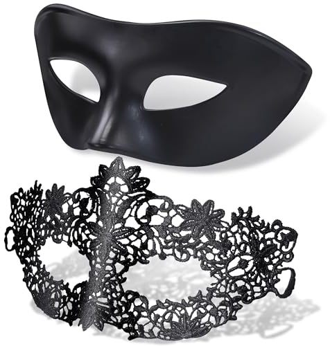 SIQUK 2 Stück Venezianischen Masquerade Maske Paar Maskerade Masken Damen Herren Venezianischen Maske für Halloween Karneval Party Kostüm