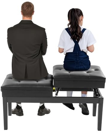 Wiyuer Zweisitzige Klavierbank Verstellbare Duett Klavierbank Mit Integriertem Stauraum Für Musiklehrer Und Duett Spieler Sitzfläche 108x39cm Stabile Konstruktion 200kg Tragfähigkeit Schwarz