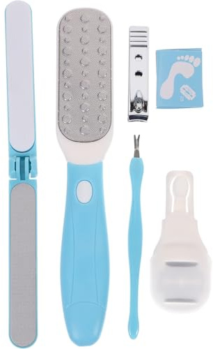 HONITANO 6 Stück Teiliges Pediküre set aus Edelstahl mit Hornhautfeile und Hornhautentferner Ergonomisch Geformt Leicht und Handlich für Professionelle Fußpflege und Sanfte Hautexfoliation